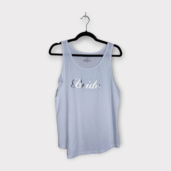 NEW Juicy Couture Bride Tank Top White Silver Foil Women's Size Large - Picture 1 of 5
